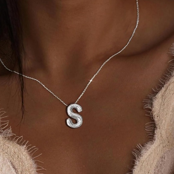 BRAND NEW, STILL IN THE PACKAGE Trendy Bubble Initial Charm and Necklace, “S” - Picture 3 of 4